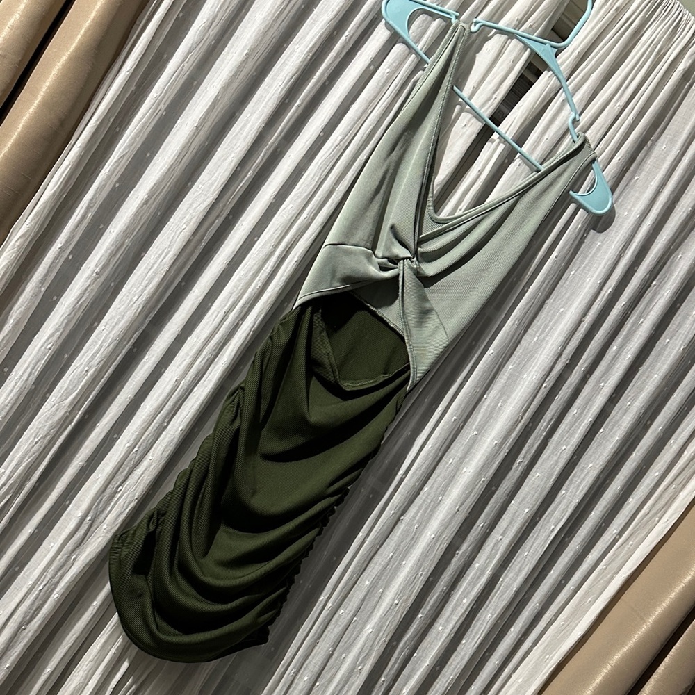 Stylish Two-Tone Draped Dress